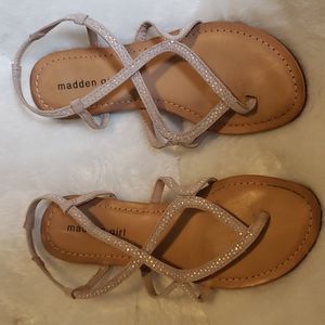 Madden Girl size 6.5 Beige Sparkly Sandals
